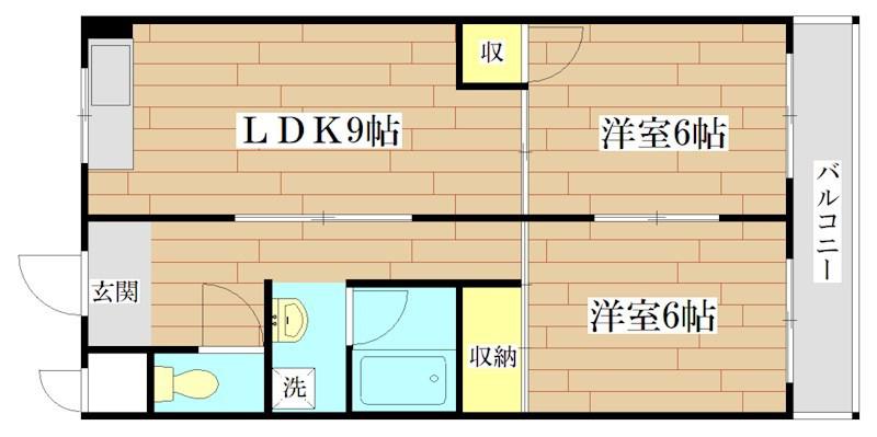 レジデントヒラノ(2LDK/3階)の間取り写真