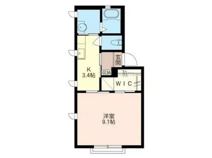 フォレスト・スクエア B(1K/2階)の間取り写真