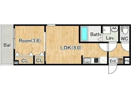 ジーメゾン鎌ヶ谷くぬぎ山(1LDK/1階)の間取り写真