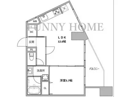 ハイライフ恵比寿(1LDK/6階)の間取り写真
