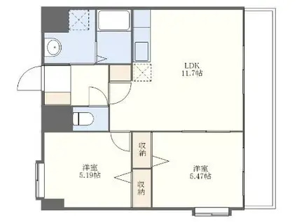 THE RESIDENC PARK佐賀駅南II(2LDK/2階)の間取り写真