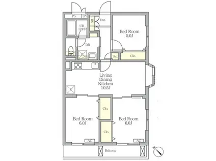 メゾンカルム中落合サウス(3LDK/1階)の間取り写真