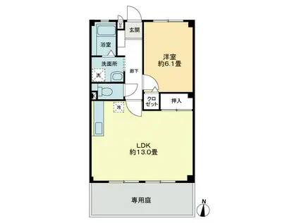 フォブール竹内(1LDK/1階)の間取り写真