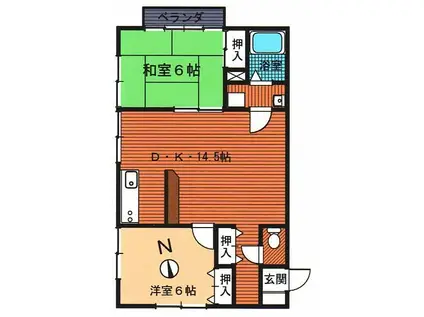 サンライズ・山本B(2LDK/1階)の間取り写真