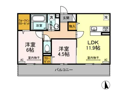 アルモニーA.B(2LDK/3階)の間取り写真