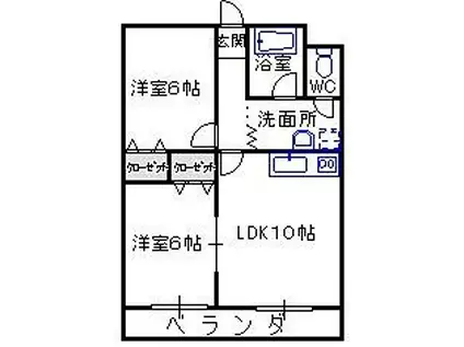 正気屋ハイツC棟(2LDK/1階)の間取り写真
