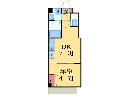 カイテキースV(1DK/1階)の間取り写真