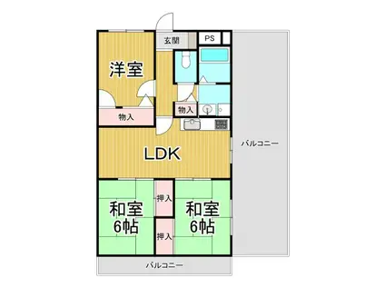 みずほマンション(3LDK/5階)の間取り写真