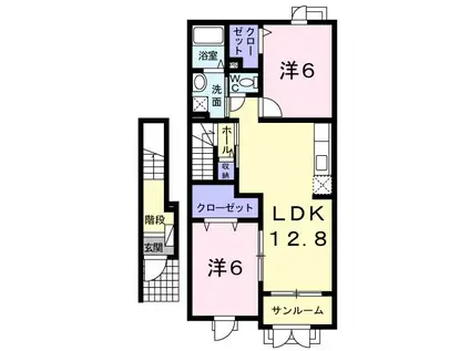 サジテール M(2LDK/2階)の間取り写真