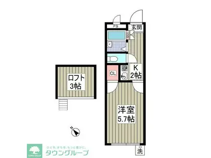 けやきハウスA(1K/1階)の間取り写真