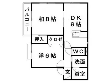 パルティール(2DK/1階)の間取り写真