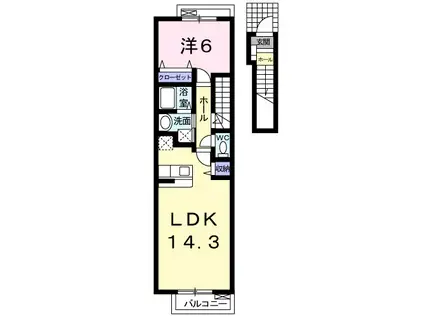 カーサ・エテルノ(1LDK/2階)の間取り写真
