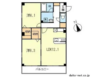 プロスパー・ベル(2LDK/2階)の間取り写真