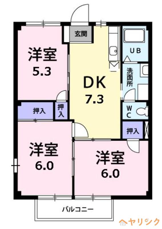 ニューシティ戸田谷(3DK/2階)の間取り写真