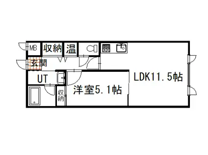 プチクリスタル(1LDK/1階)の間取り写真