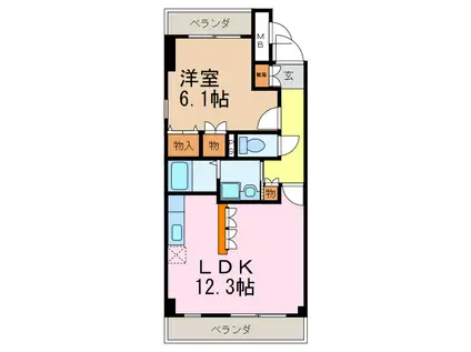 シャン ド フルール(1LDK/2階)の間取り写真