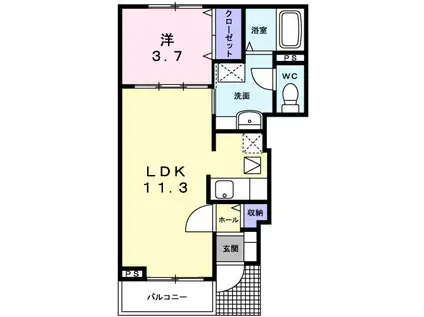 ラ・ペッシェN(1LDK/1階)の間取り写真