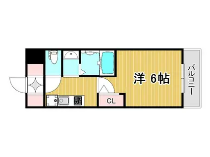 エステムコート神戸元町IIブリーズ(1K/2階)の間取り写真
