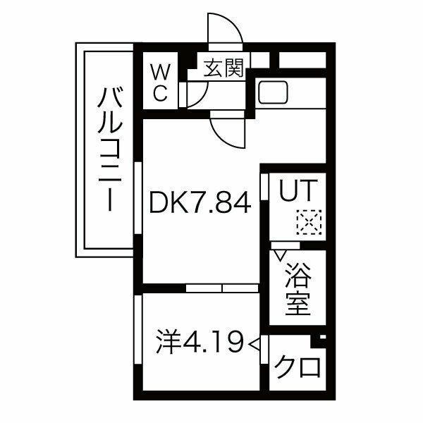 プレジール医大前(1LDK/4階)の間取り写真
