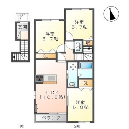 ゴラッソY(3LDK/2階)の間取り写真