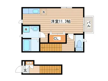 クレストール越路(ワンルーム/1階)の間取り写真