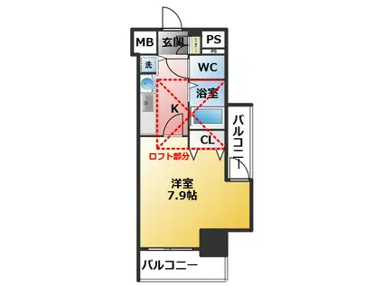 プレサンス名古屋駅前アクシス(1K/2階)の間取り写真