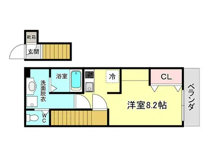 あんしん西宿(ワンルーム/2階)の間取り写真