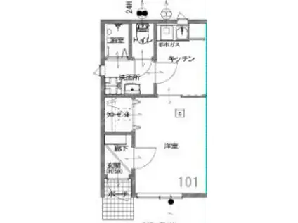 パスティア新倉敷(1K/1階)の間取り写真