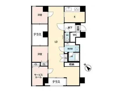 ザ・パーク1番堀(2SLDK/10階)の間取り写真