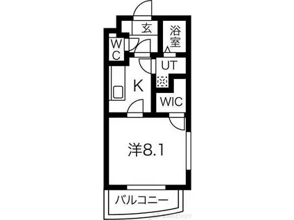 HILLPORT(1K/1階)の間取り写真