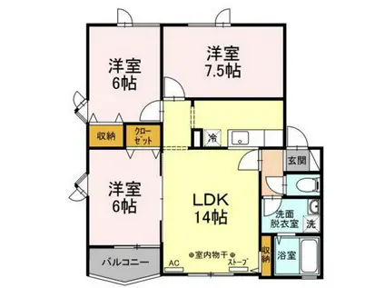 クイーンズパーク青葉C棟(3LDK/2階)の間取り写真