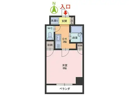 エル・ヴィエント(1DK/7階)の間取り写真