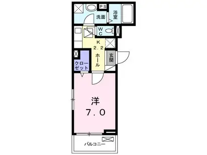 クレールロッシュ(1K/1階)の間取り写真