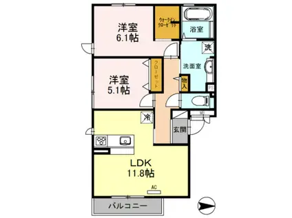 ファミールB棟(2LDK/2階)の間取り写真
