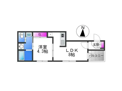 ハーモニーテラス杭全(1LDK/3階)の間取り写真