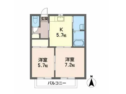 フレグランス広瀬(2K/2階)の間取り写真