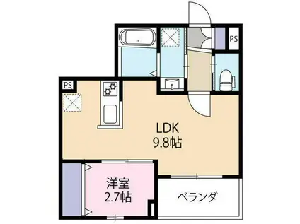 ヴィラージュ・シャルマン セットゥ(1LDK/1階)の間取り写真