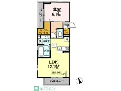 ハピネス日吉(1LDK/2階)の間取り写真