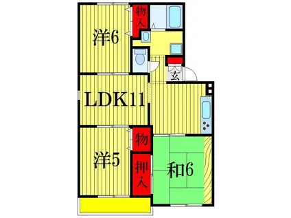 ニュー・トリヴァンベールユアサ(3LDK/2階)の間取り写真