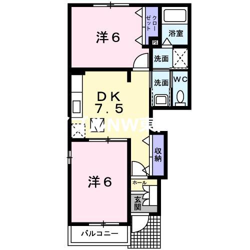 アルモニー(2DK/1階)の間取り写真