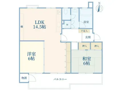 田園青葉台団地 7号棟(2LDK/2階)の間取り写真