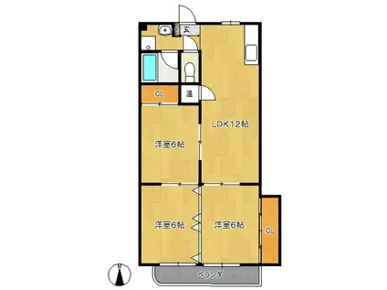 コンフォート・フカヤ(3LDK/4階)の間取り写真