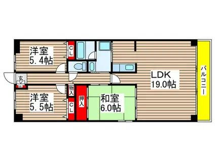 CASSIA八千代緑が丘(3LDK/9階)の間取り写真
