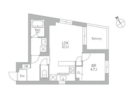 J.リヴェール武蔵小山ウエスト(1LDK/4階)の間取り写真