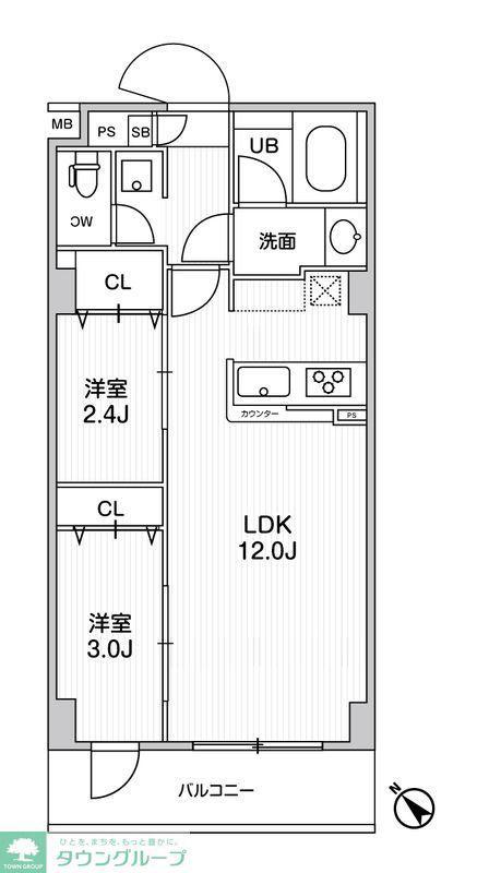 ドゥーエ曳舟(2LDK/1階)の間取り写真