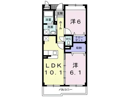 リヴェール栄谷(2LDK/3階)の間取り写真
