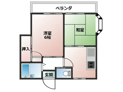 中延ハイツ(2DK/3階)の間取り写真