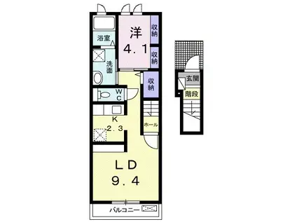 ココトピアII(1LDK/2階)の間取り写真