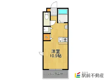 ハーモニーハウス別府(ワンルーム/2階)の間取り写真