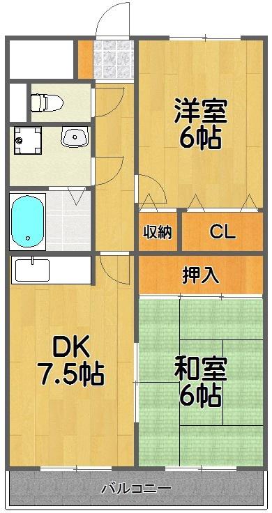 メイア天王台(2DK/3階)の間取り写真